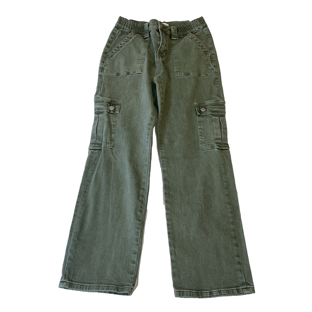 Vervet Cargo Pants Jeans Womens 27 Army Green Faded Straight High Rise Baggy